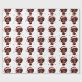 Cadeau Papier d'enveloppement de Noël pour fille noire (Plat)