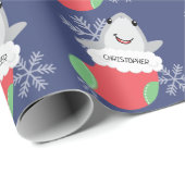 Cadeau Papier d'enveloppement de Noël pour requin mou (Coin rond)