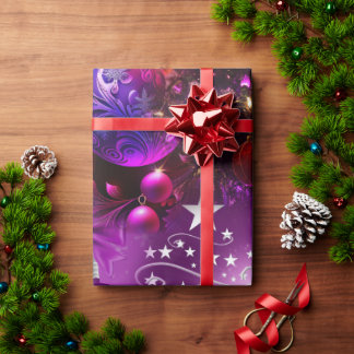 Cadeau Papier d'enveloppement de Noël pourpre