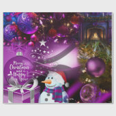 Cadeau Papier d'enveloppement de Noël pourpre (Plat)