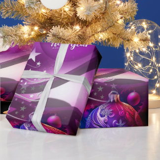 Cadeau Papier d'enveloppement de Noël pourpre