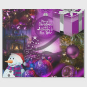 Cadeau Papier d'enveloppement de Noël pourpre (Plat)