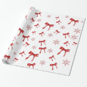 Cadeau Papier d'enveloppement de Noël Red Bow Red Snowfla (Déroulé)