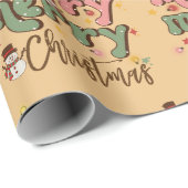 Cadeau Papier d'enveloppement de Noël rétro (Coin rond)