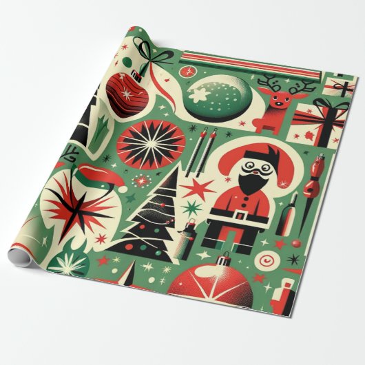 Cadeau Papier d'enveloppement de Noël rétro (Déroulé)