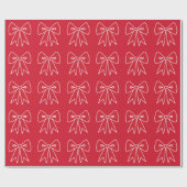 Cadeau Papier d'enveloppement de Noël Retro Red Bow (Plat)