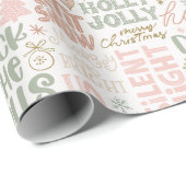 Cadeau Papier d'enveloppement de Noël rose (Coin rond)