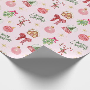Cadeau Papier d'enveloppement de Noël rose