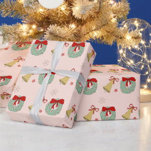 Cadeau Papier d'enveloppement de Noël rose Festive