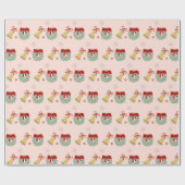 Cadeau Papier d'enveloppement de Noël rose Festive (Plat)
