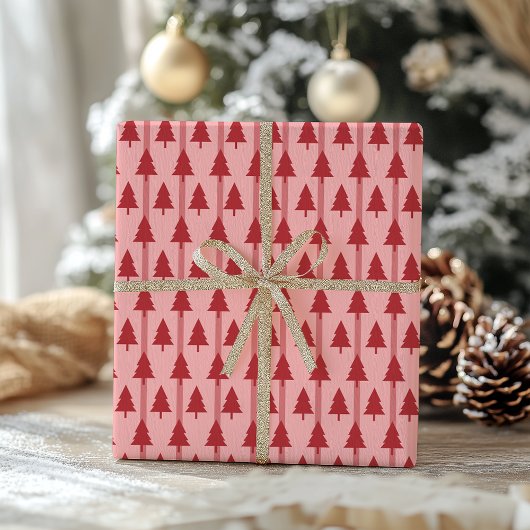Cadeau Papier d'enveloppement de Noël rose moderne