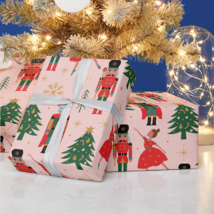 Cadeau Papier d'enveloppement de Noël rose pâle