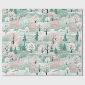 Cadeau Papier d'enveloppement de Noël rose Reindeer (Plat)