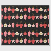 Cadeau Papier d'enveloppement de Noël rose, rouge et or (Plat)