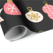 Cadeau Papier d'enveloppement de Noël rose, rouge et or (Coin rond)