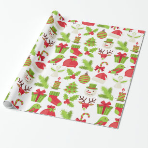 Cadeau Papier d'enveloppement de Noël rouge et vert