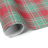 Cadeau Papier d'enveloppement de Noël rouge et vert menth (Coin rond)