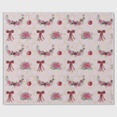 Cadeau Papier d'enveloppement de Noël rouge, rose et or (Plat)
