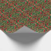 Cadeau Papier d'enveloppement de Noël Rouge Vert Or (Coin)