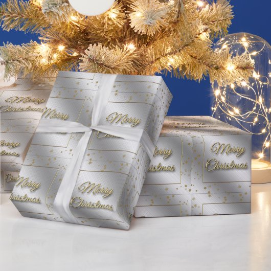 Cadeau Papier d'enveloppement de Noël Silver Gold Snowfla (Vacances)