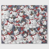 Cadeau Papier d'enveloppement de Noël Snowman (Plat)