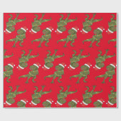 Cadeau Papier d'enveloppement de Noël T-Rex Père Noël (Plat)