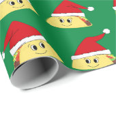 Cadeau Papier d'enveloppement de Noël Taco Père Noël (Coin rond)