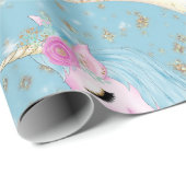 Cadeau Papier d'enveloppement de Noël Unicorn Moon (Coin rond)