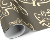 Cadeau Papier d'enveloppement de Noël vert et or (Coin rond)