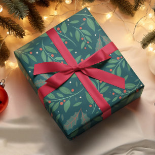 Cadeau Papier d'enveloppement de Noël vert et rouge