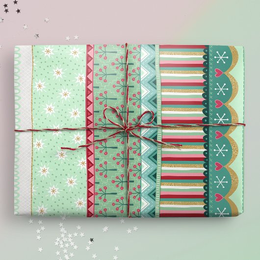 Cadeau Papier d'enveloppement de Noël vert Joyeux