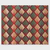 Cadeau Papier d'enveloppement de Noël vert rouge or déco (Plat)