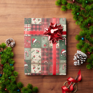 Cadeau Papier d'enveloppement de Noël vintage Patchwork Q
