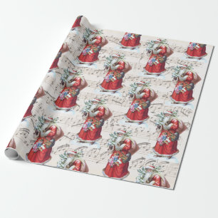 Cadeau Papier d'enveloppement de Noël Vintage Père Noë