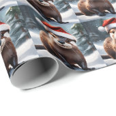 Cadeau Papier d'enveloppement de Otter de Noël (Coin rond)