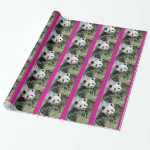 Cadeau Papier d'enveloppement de panda géant mignon, fin