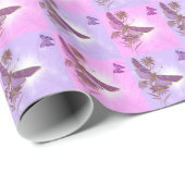 Cadeau Papier d'enveloppement de papillon rose violet (Coin rond)