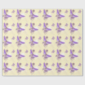 Cadeau Papier d'enveloppement de papillon violet (Plat)