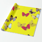 Cadeau Papier d'enveloppement de papillons rose jaune (Déroulé)
