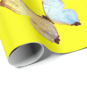 Cadeau Papier d'enveloppement de papillons rose jaune (Coin rond)