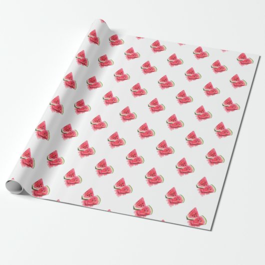 Cadeau Papier d'enveloppement de pastèque rouge doux et j (Déroulé)