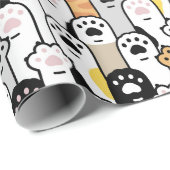 Cadeau Papier d'enveloppement de pattes de chats adorable (Coin rond)
