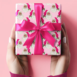 Cadeau Papier d'enveloppement de Père Noël noir rose chau