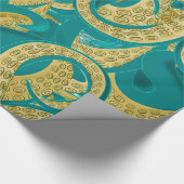 Cadeau Papier d'enveloppement de pieuvre turquoise (Coin)
