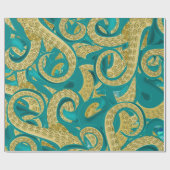 Cadeau Papier d'enveloppement de pieuvre turquoise (Plat)