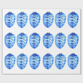 Cadeau Papier d'enveloppement de pinecones bleus (Plat)