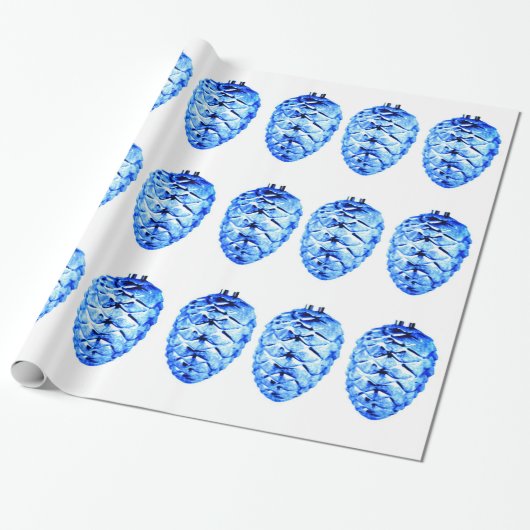 Cadeau Papier d'enveloppement de pinecones bleus (Déroulé)