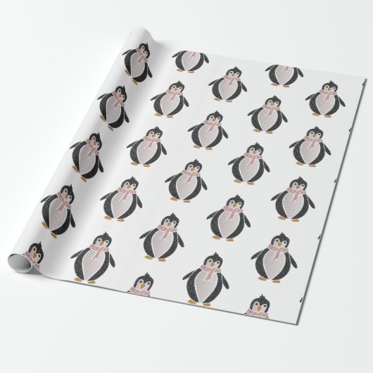 Cadeau Papier d'enveloppement de pingouin à Parties scint (Déroulé)