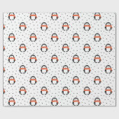 Cadeau Papier d'enveloppement de pingouin d'hiver de Noël (Plat)