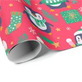 Cadeau Papier d'enveloppement de pingouins (Coin rond)